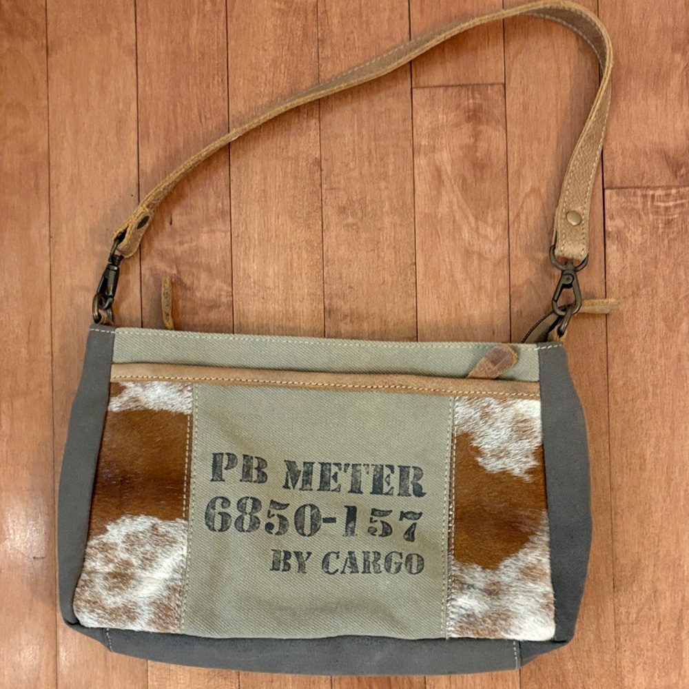 Canvas and Leather Crossbody Bag
